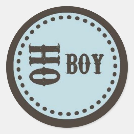 Bruin & Blauw Oh Boy Baby shower Sticker (Voorkant)