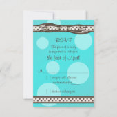 Bruin Blauw Polka Dot Ribbon Bat Mitzvah Reageer K RSVP Kaartje (Voorkant)