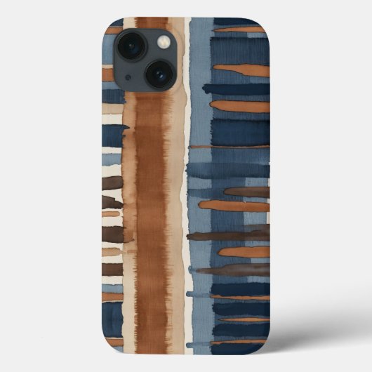 Bruin Blauw roest en beige abstract Case-Mate iPhone Case (Achterkant)