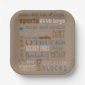 Bruin blauw snipe en slakken Baby shower Papieren Bordje (Voorkant)