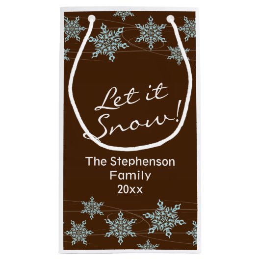 Bruin/blauw Snowflake Holiday Winter Winds Klein Cadeauzakje (Achterkant)