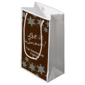 Bruin/blauw Snowflake Holiday Winter Winds Klein Cadeauzakje (Voorkant Gekanteld)