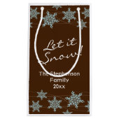 Bruin/blauw Snowflake Holiday Winter Winds Klein Cadeauzakje (Voorkant)