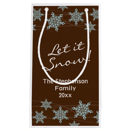 Bruin/blauw Snowflake Holiday Winter Winds Klein Cadeauzakje (Voorkant)