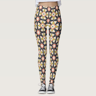 Bruin Blauw Steruitbarsting Geometrisch Patroon Leggings