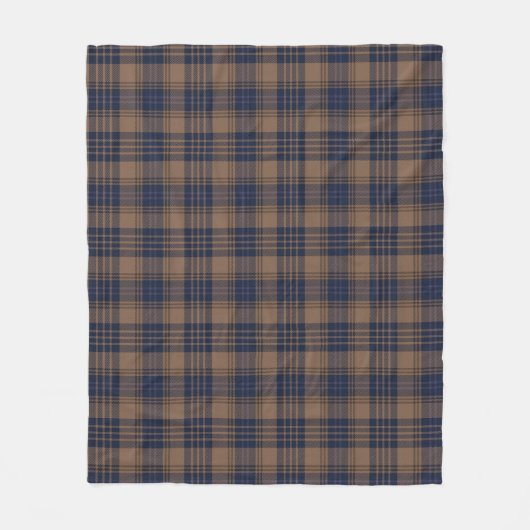 Bruin blauw Tartan Pset Rustin Pattern Fleece Deken (Voorkant)