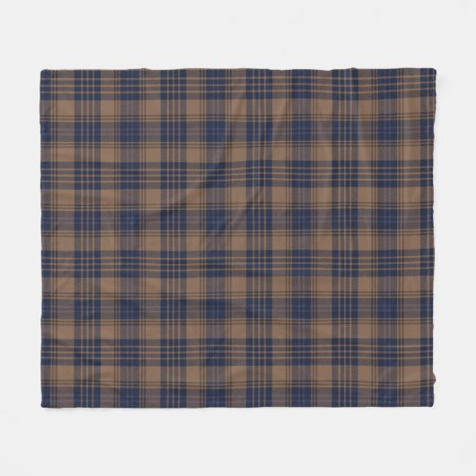 Bruin blauw Tartan Pset Rustin Pattern Fleece Deken (Voorkant (Horizontaal))