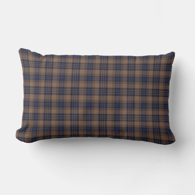 Bruin blauw Tartan Pset Rustin Pattern Kussen (Voorkant)