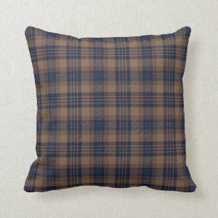 Bruin blauw Tartan Pset Rustin Pattern Kussen