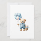 Bruin blauw teddybeer roze bloemen Baby shower Kaart (Achterkant)