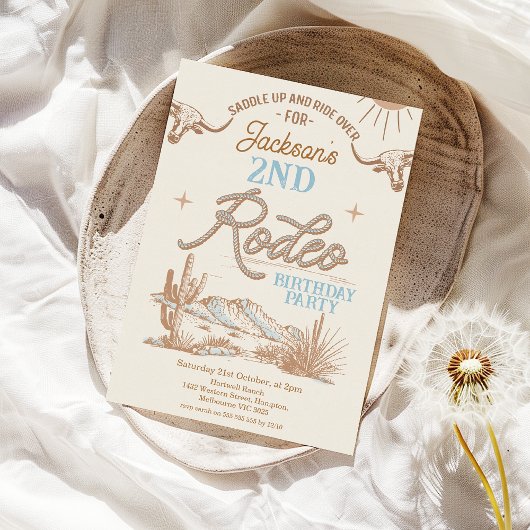 Bruin Blauw Western Rodeo Verjaardag voor elke lee Kaart