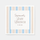 Bruin Blauw Wit Streeppatroon Custom Baby shower Servet (Voorkant)