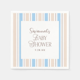 Bruin Blauw Wit Streeppatroon Custom Baby shower Servet