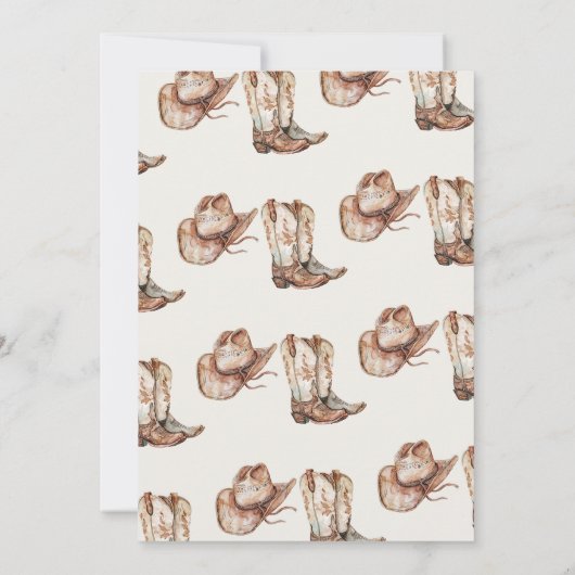 Bruin Blauwe Cowbot Eerste Rodeo 1e Verjaardag Kaart (Achterkant)