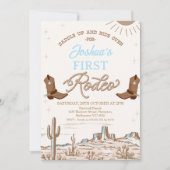 Bruin Blauwe Cowboy Laarzen Eerste Rodeo 1e Verjaa Kaart (Voorkant)