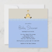 Bruin Blauwe Giraffe Baby Boy Shower Kaart (Achterkant)