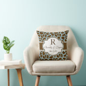 Bruin, Blauwe Giraffe Dierenprint Trouwen Kussen (Stoel)