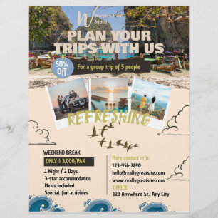 Bruin Blauwe Illustratie Reisagentschap  Flyer