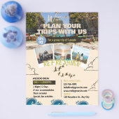 Bruin Blauwe Illustratie Reisagentschap Flyer (Enkel)