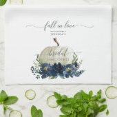 Bruin Blauwe Pompoen Verliefd Trouwfeest Favor Theedoek (Gevouwen)