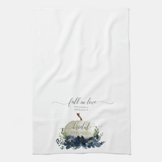 Bruin Blauwe Pompoen Verliefd Trouwfeest Favor Theedoek (Verticaal)