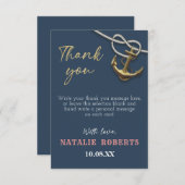 Bruin Blauwe Zee-anker Touw Bruidsfeest Dankkaart Bedankkaart (Voorkant / Achterkant)