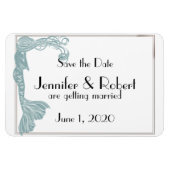 Bruin Blauwgroen Art Deco Posh Bruiloft Save the D Magneet (Horizontaal)