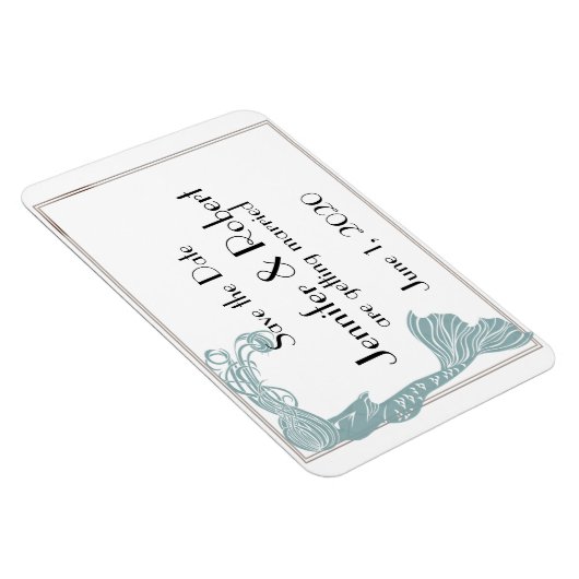 Bruin Blauwgroen Art Deco Posh Bruiloft Save the D Magneet (Rechterzijde)