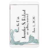 Bruin Blauwgroen Art Deco Posh Bruiloft Save the D Magneet (Verticaal)