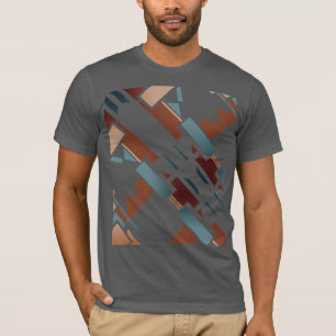 Bruin Blauwgroen Beige Diagonale Zuidwest Art Look T-shirt