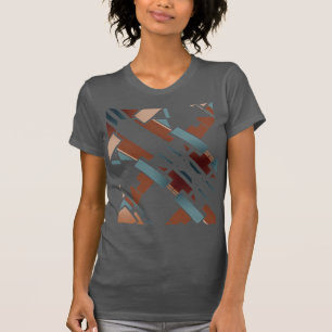 Bruin Blauwgroen Beige Diagonale Zuidwest Art Look T-shirt