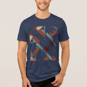 Bruin Blauwgroen Beige Diagonale Zuidwest Art Look Tri-Blend Shirt