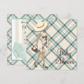 Bruin Blauwgroen Blauw Baby Shower Uitnodigingen (Voorkant / Achterkant)