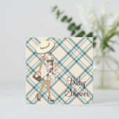 Bruin Blauwgroen Blauw Baby Shower Uitnodigingen (Staand voorkant)