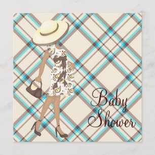 Bruin Blauwgroen Blauw Baby Shower Uitnodigingen