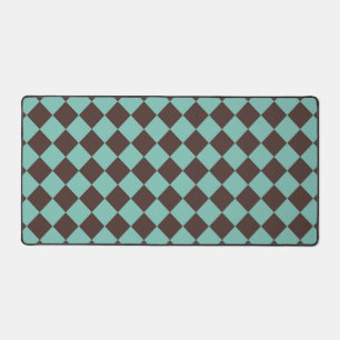 Bruin Blauwgroen Checker Diamantpatroon Bureaumat