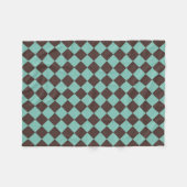 Bruin Blauwgroen Checker Diamantpatroon Fleece Deken (Voorkant (Horizontaal))