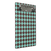 Bruin Blauwgroen Checker Diamantpatroon Mini Klembord (Schuin)