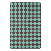 Bruin Blauwgroen Checker Diamantpatroon Mini Klembord (Achterkant)