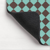 Bruin Blauwgroen Checker Diamantpatroon Muismat (Hoek)