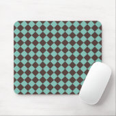 Bruin Blauwgroen Checker Diamantpatroon Muismat (Met muis)