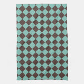 Bruin Blauwgroen Checker Diamantpatroon Theedoek (Verticaal)