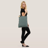 Bruin Blauwgroen Checker Diamantschouderpatroon Tote Bag (Op model)