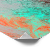 Bruin, Blauwgroen, Oranje, lichtvochtige kunst Poster (Hoek)