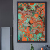 Bruin, Blauwgroen, Oranje, lichtvochtige kunst Poster