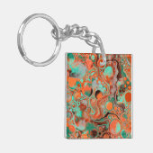 Bruin, Blauwgroen, Oranje, lichtvochtige kunst Sleutelhanger (Voorkant Links)