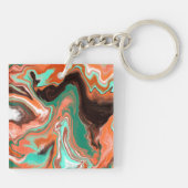 Bruin, Blauwgroen, Oranje, lichtvochtige kunst Sleutelhanger (Achterkant)
