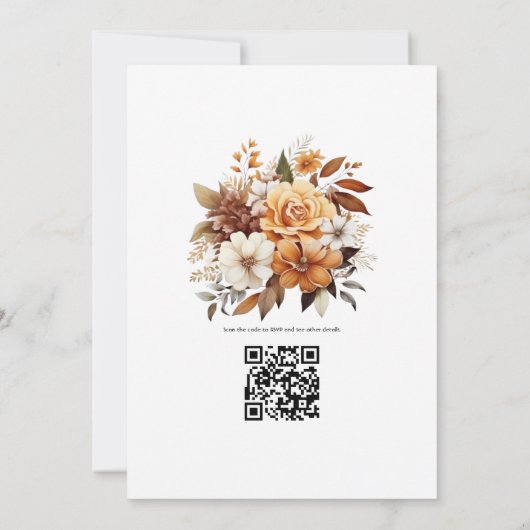 Bruin Blend Bloemen Winter Bruiloft Kaart (Achterkant)