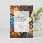 Bruin Blend Bloemen Winter Bruiloft Kaart (Staand voorkant)