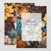 Bruin Blend Bloemen Winter Bruiloft Kaart (Voorkant / Achterkant)